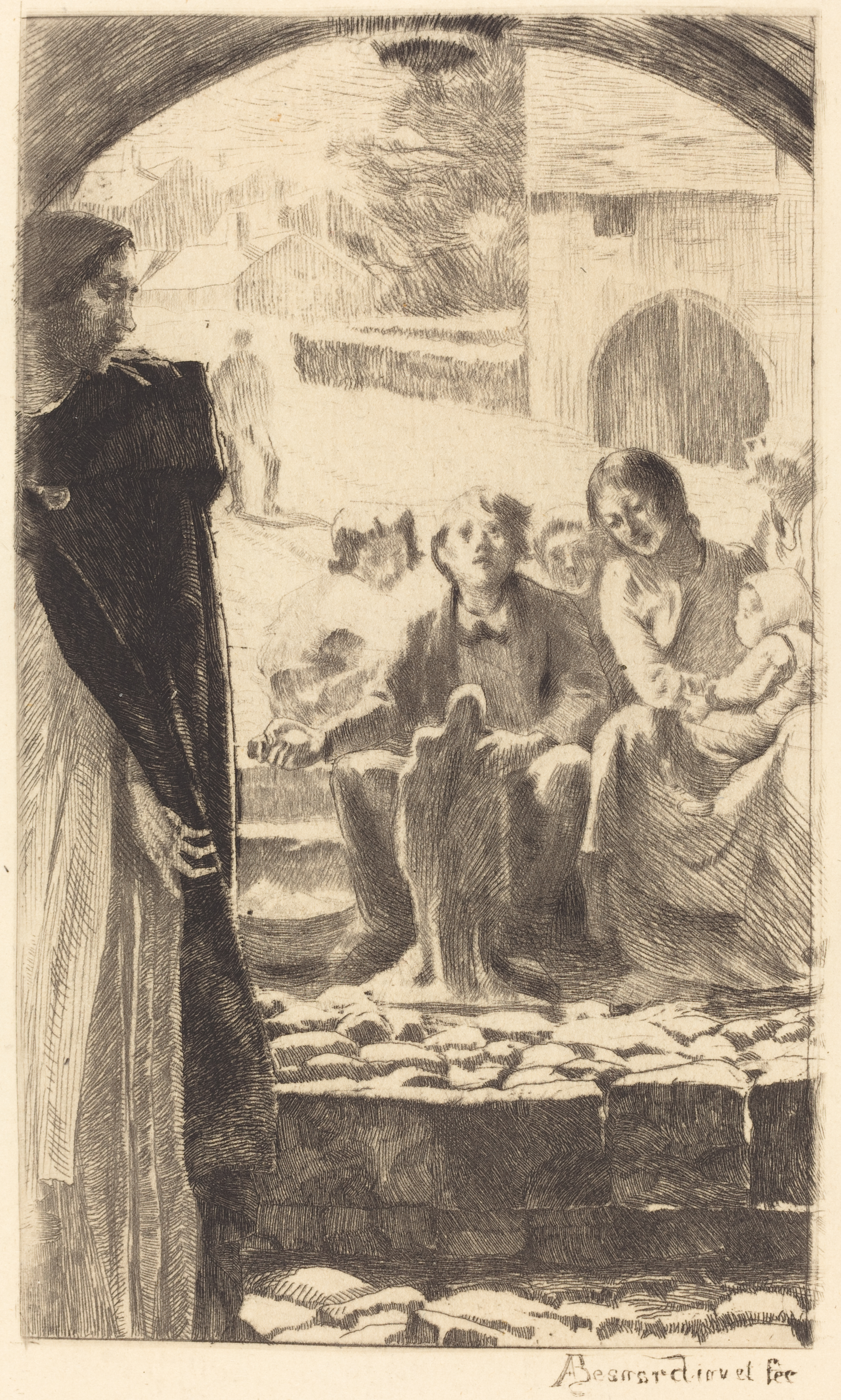 Pierre Copies the Virgin from the Portal of the Church of Marly (1885) – Paul-Albert Besnard Tablo