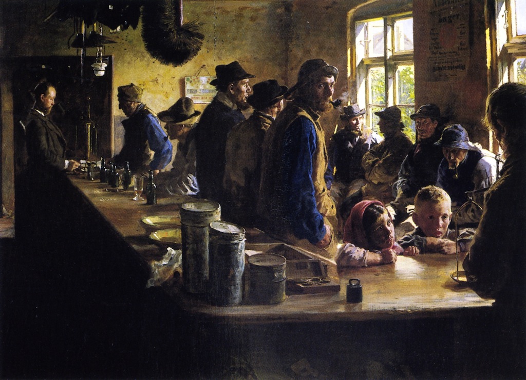 In the Store During a Pause from Fishing (1882) - Peder Severin Krøyer Tablo