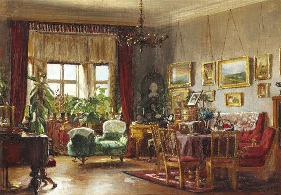 Interior from the artist's childhood home in Strandgade 30 in Christianshavn, - Peder Severin Krøyer Tablo