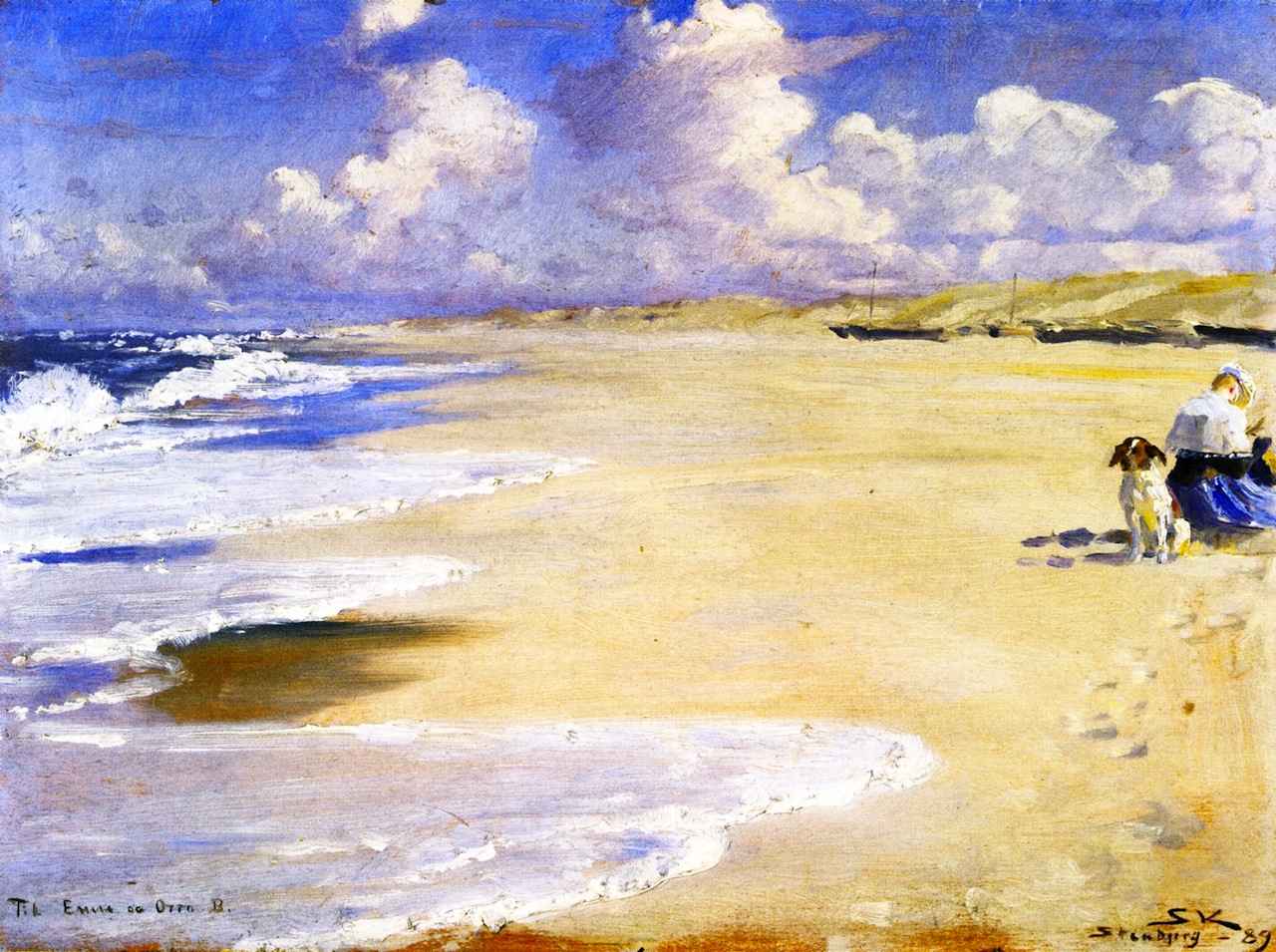 Marie Krøyer Painting on the Beach at Stenbjerg (1889) – Peder Severin Krøyer Tablo