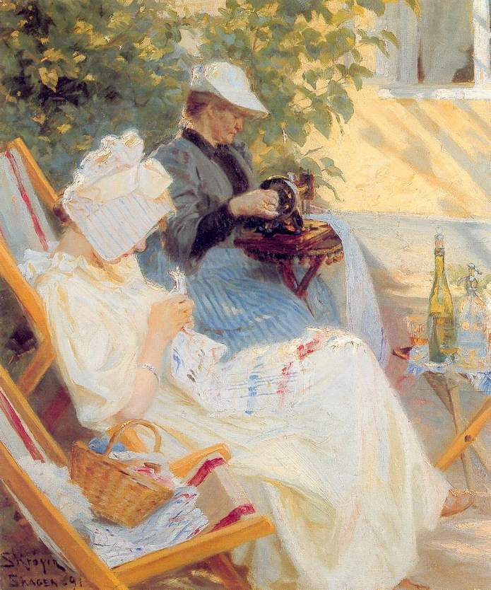 Marie and Her Mother in the Garden (1891) - Peder Severin Krøyer Tablo