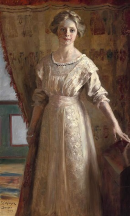 Miss Vibeke Krøyer, full figure standing (1909) - Peder Severin Krøyer Tablo