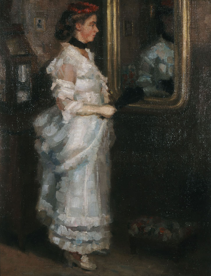 Lady in the mirror with a fan (1882) – Périclès Pantazis Tablo