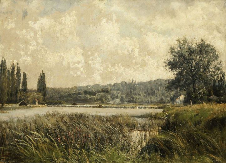Landscape with a tributary of the Seine, near Paris (1872) - Périclès Pantazis Tablo