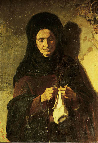 Woman knitting - Périclès Pantazis Tablo