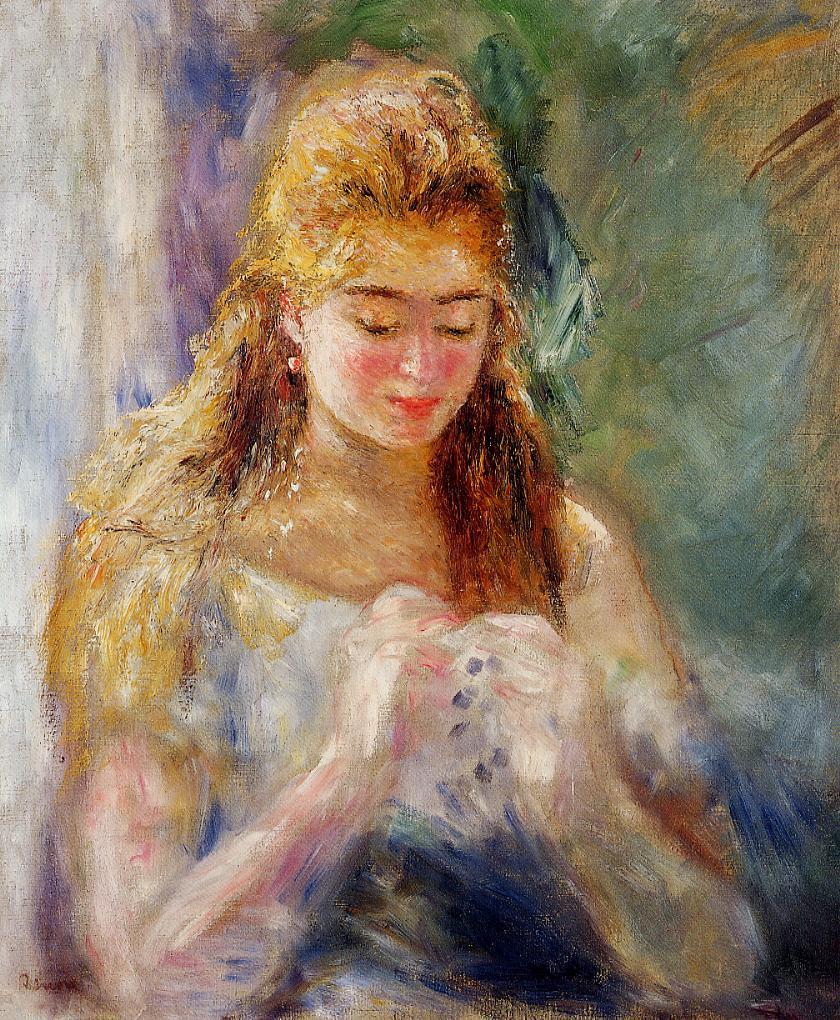 A Needlewoman (1874) – Pierre-Auguste Renoir Tablo