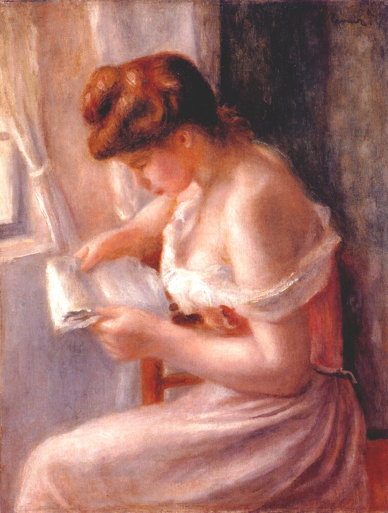 A girl reading (1891) - Pierre-Auguste Renoir Tablo