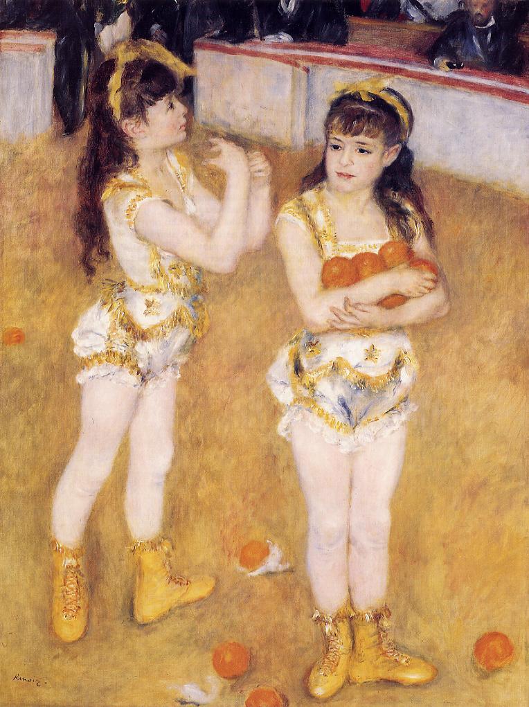 Acrobats at the Cirque Fernando (Francisca and Angelina Wartenberg) (1879) - Pierre-Auguste Renoir Tablo