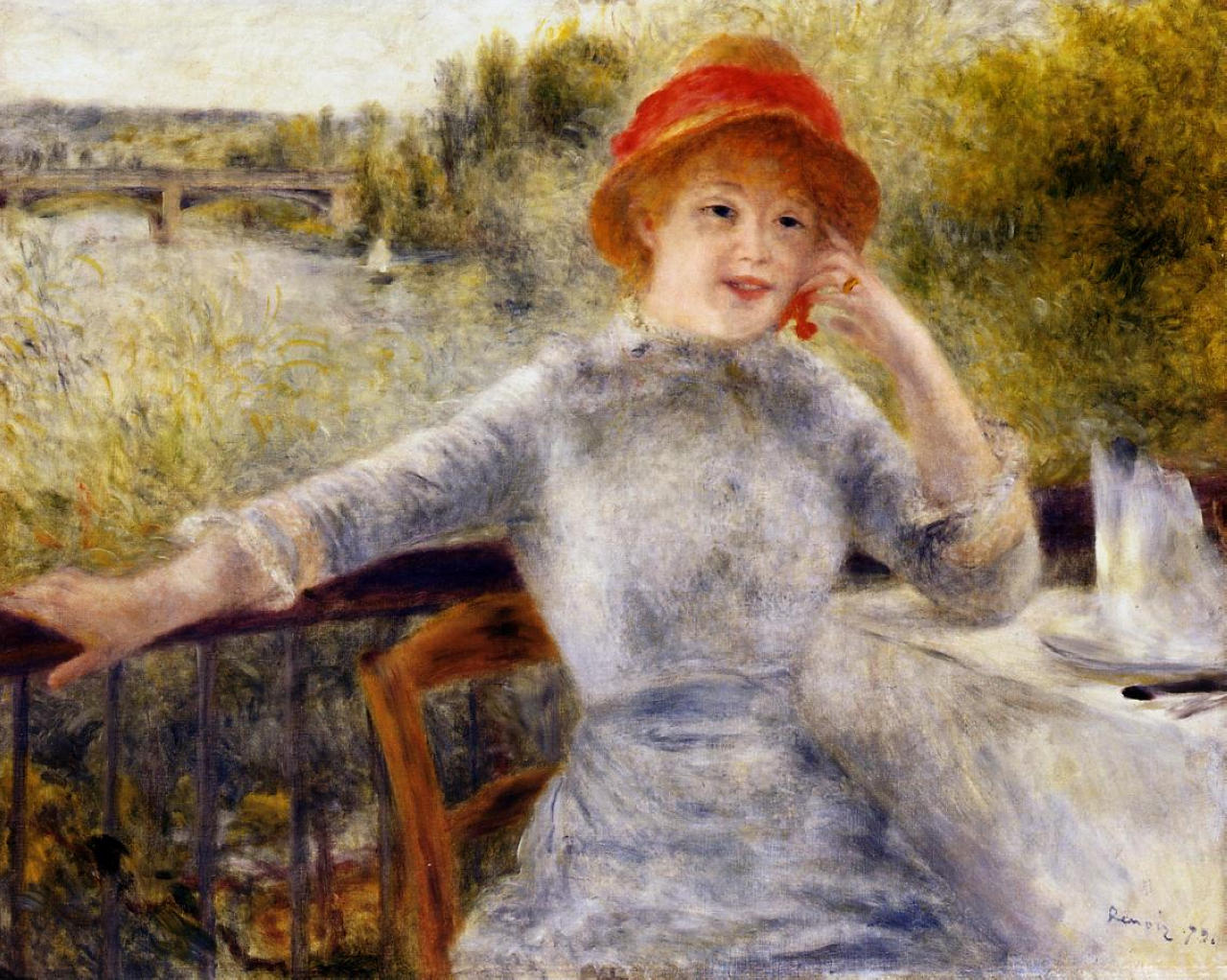 Alphonsine Fournaise on the Isle of Chatou (1879) - Pierre-Auguste Renoir Tablo