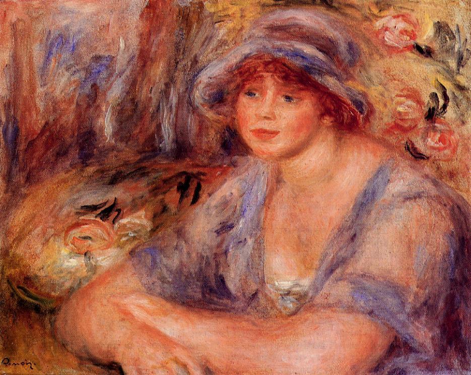 Andree in Blue (Andree Heurschling) (1917) - Pierre-Auguste Renoir Tablo