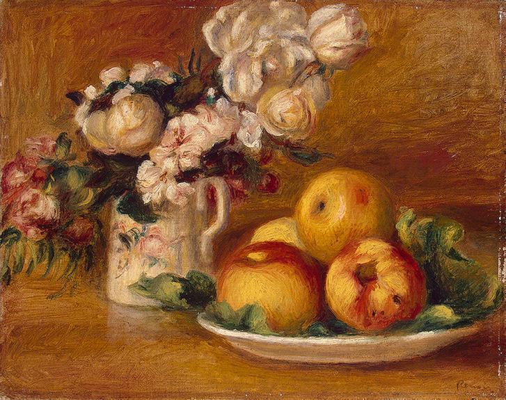Apples and Flowers (1895) - Pierre-Auguste Renoir Tablo