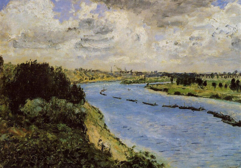Barges on the Seine (1870) - Pierre-Auguste Renoir Tablo