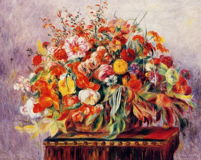 Basket of Flowers (1890) – Pierre-Auguste Renoir Tablo