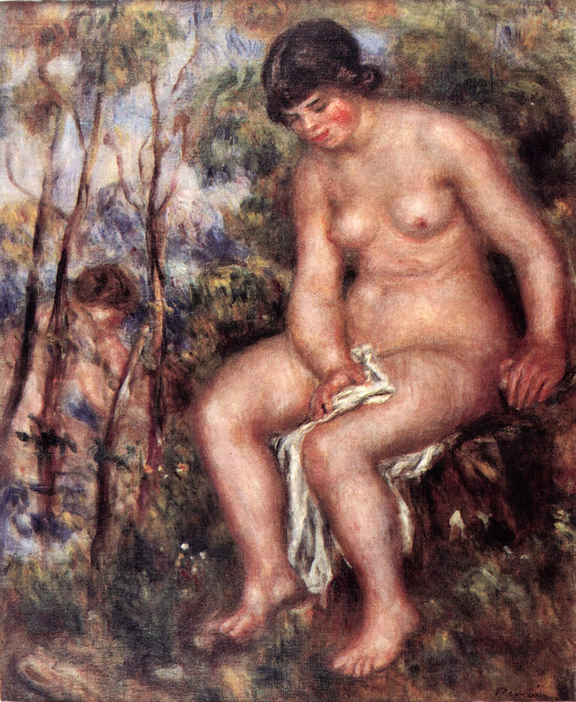 Bather - Pierre-Auguste Renoir Tablo