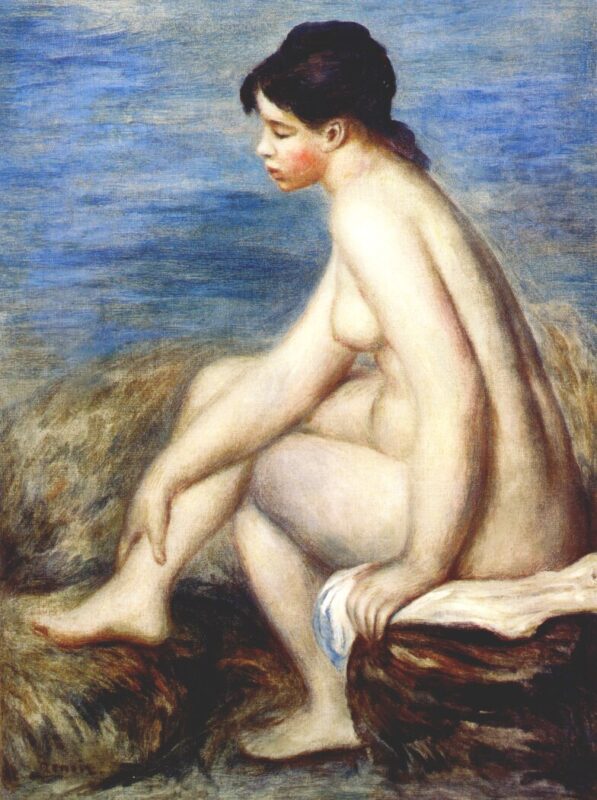Bather (1892) - Pierre-Auguste Renoir Tablo