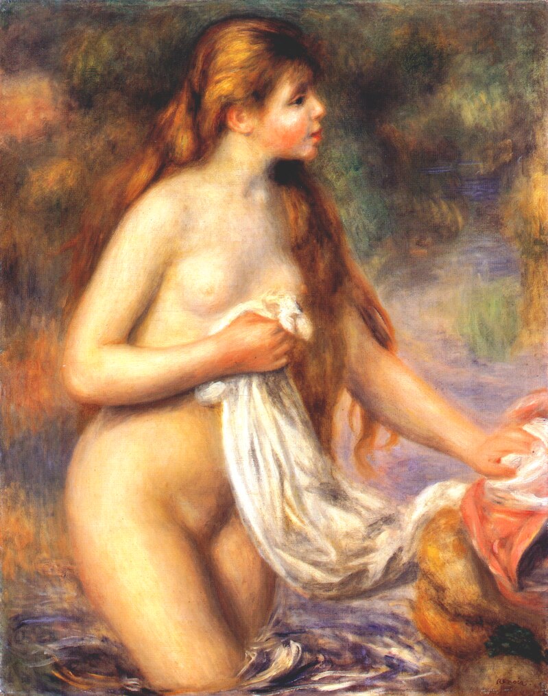 Bather (1895) - Pierre-Auguste Renoir Tablo