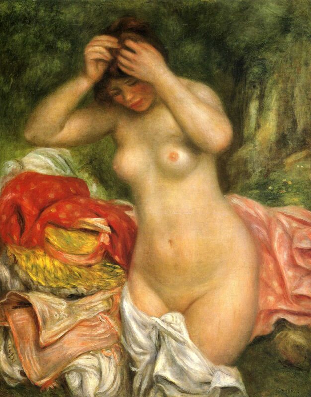 Bather Arranging her Hair (1893) – Pierre-Auguste Renoir Tablo