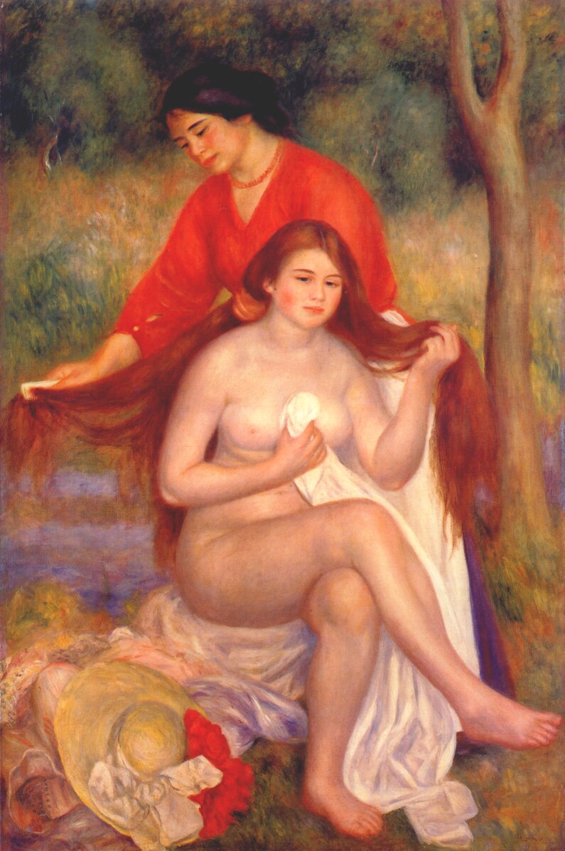 Bather and maid (The Toilet) (1900) – Pierre-Auguste Renoir Tablo