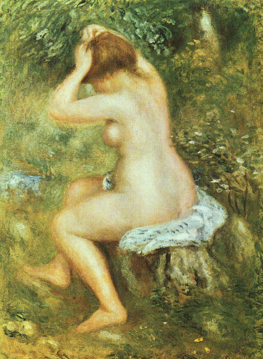 Bather is Styling (1887) - Pierre-Auguste Renoir Tablo