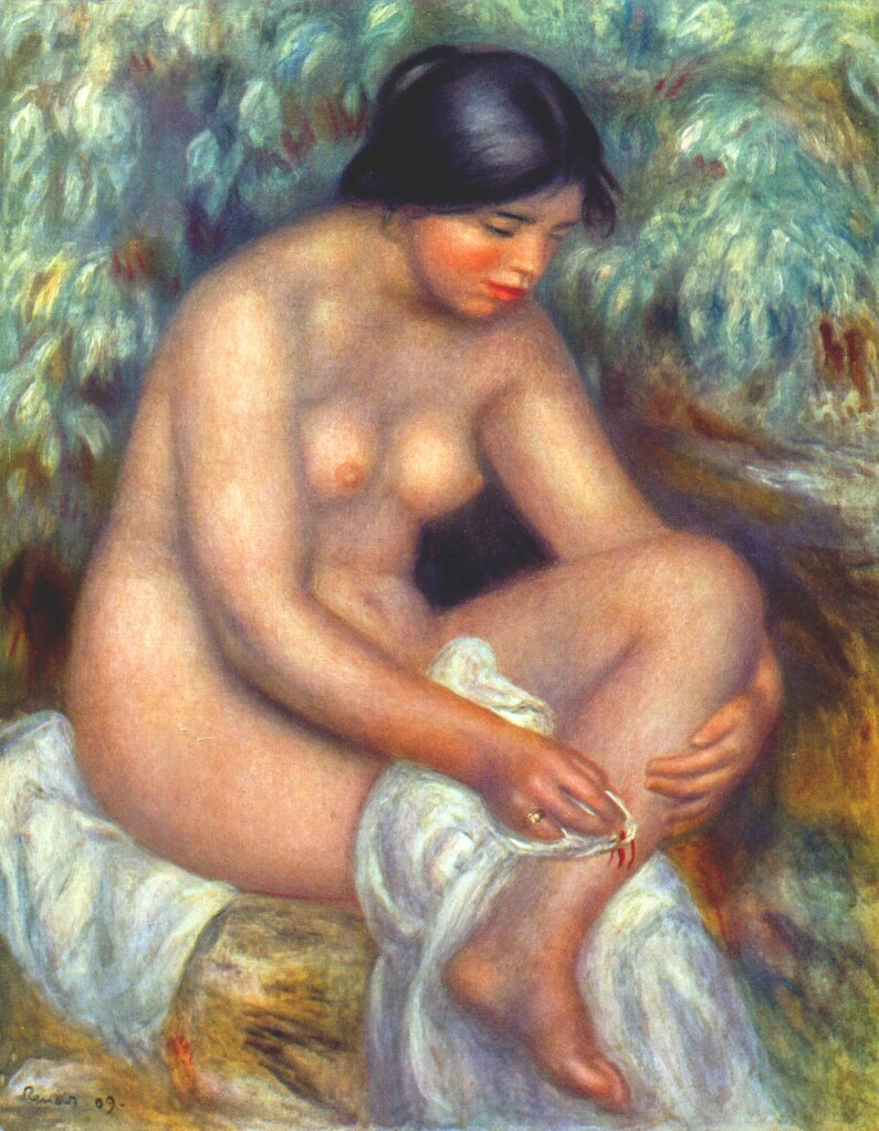 Bather wiping a wound (1909) - Pierre-Auguste Renoir Tablo