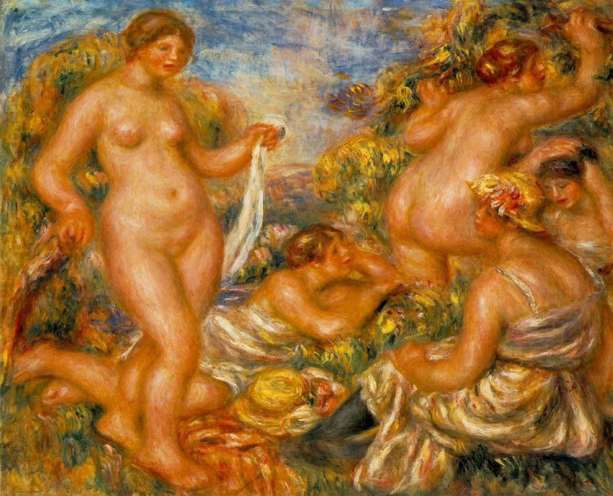 Bathers (1918) - Pierre-Auguste Renoir Tablo
