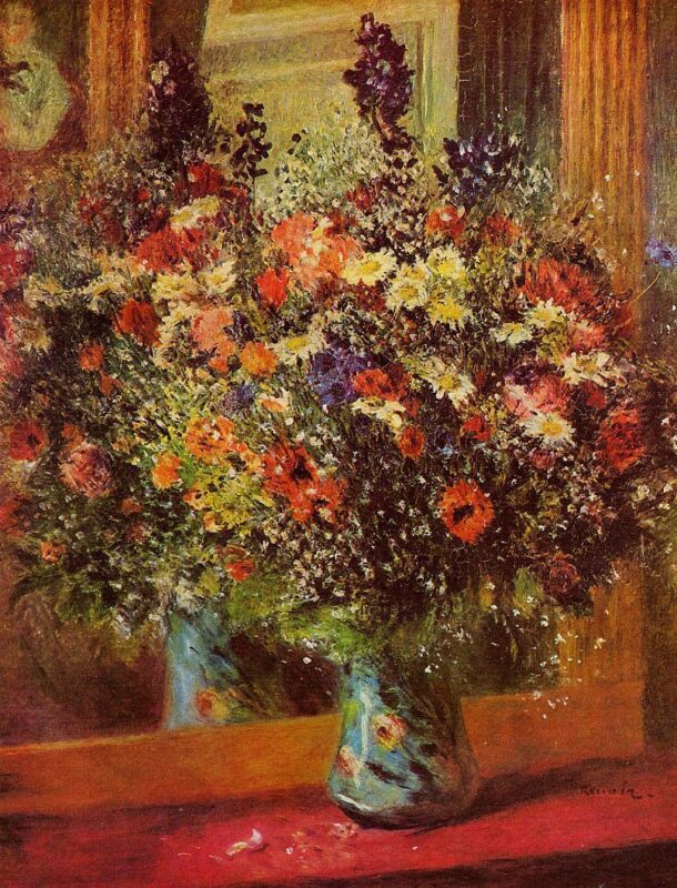 Bouquet in front of a Mirror (1876) – Pierre-Auguste Renoir Tablo