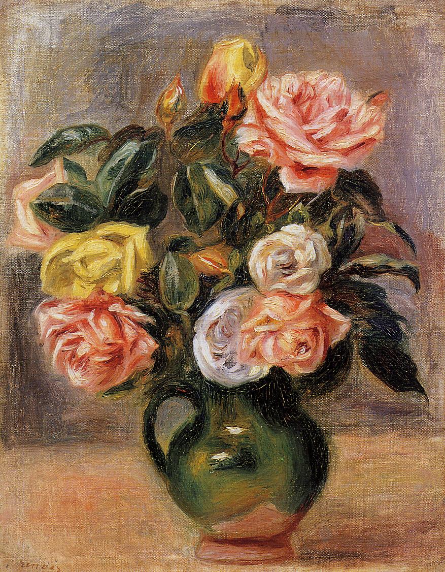 Bouquet of Roses - Pierre-Auguste Renoir Tablo