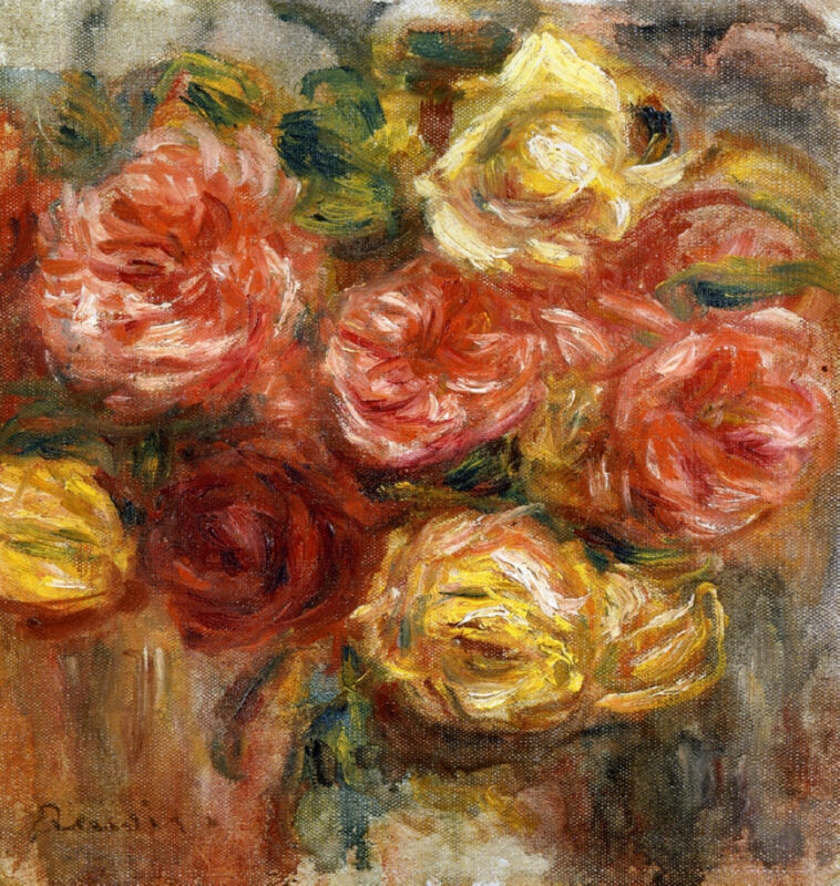 Bouquet of Roses in a Vase (1900) - Pierre-Auguste Renoir Tablo