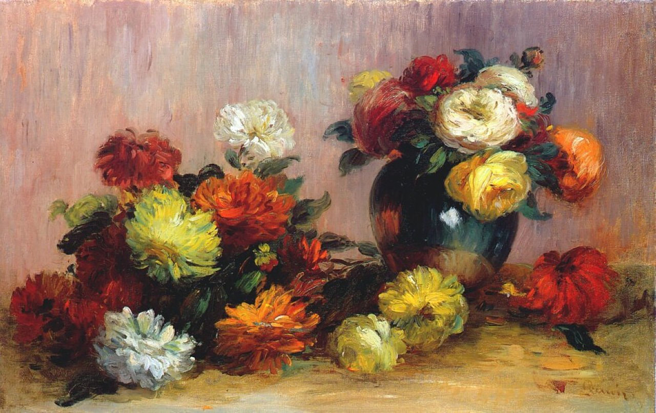 Bouquets of Flowers (1880) - Pierre-Auguste Renoir Tablo