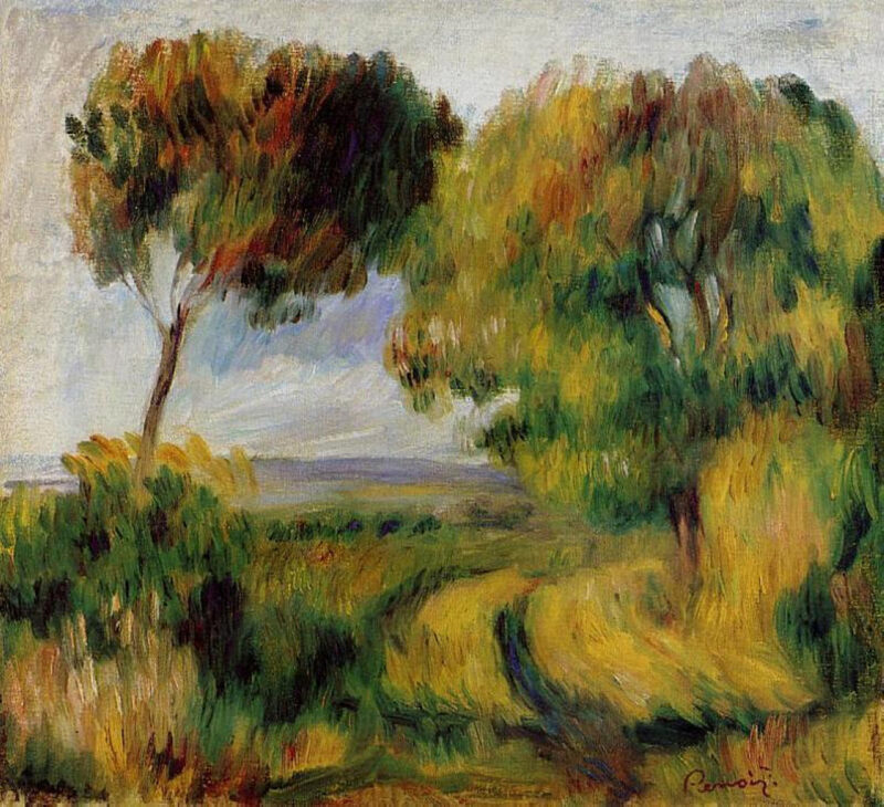 Breton Landscape Trees and Moor (1892) - Pierre-Auguste Renoir Tablo