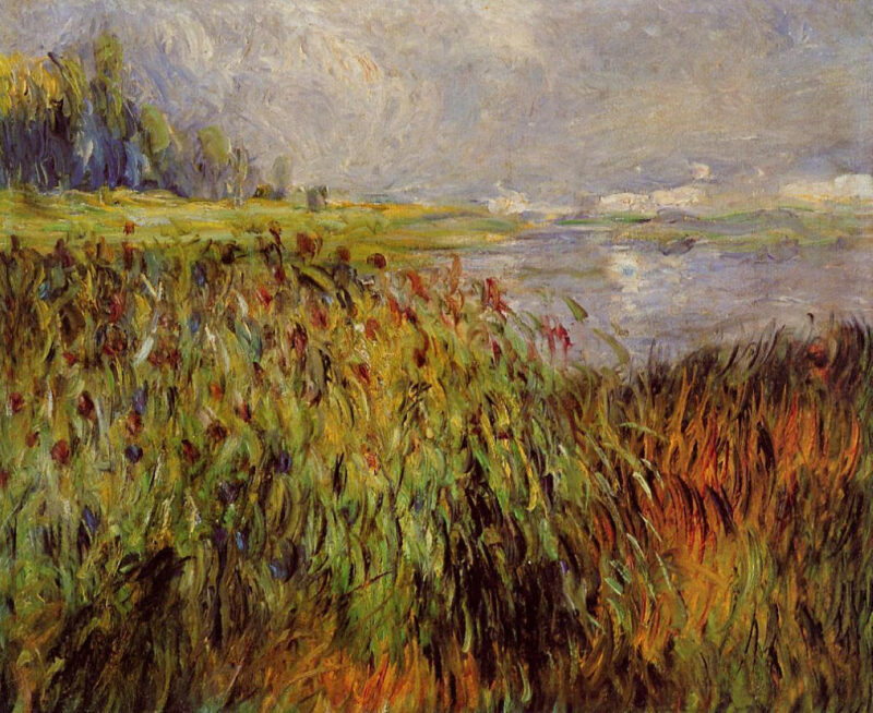 Bulrushes on the Banks of the Seine (1874) - Pierre-Auguste Renoir Tablo