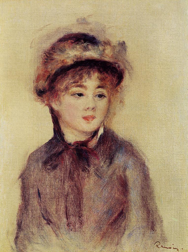 Bust of a Woman Wearing a Hat (1881) - Pierre-Auguste Renoir Tablo