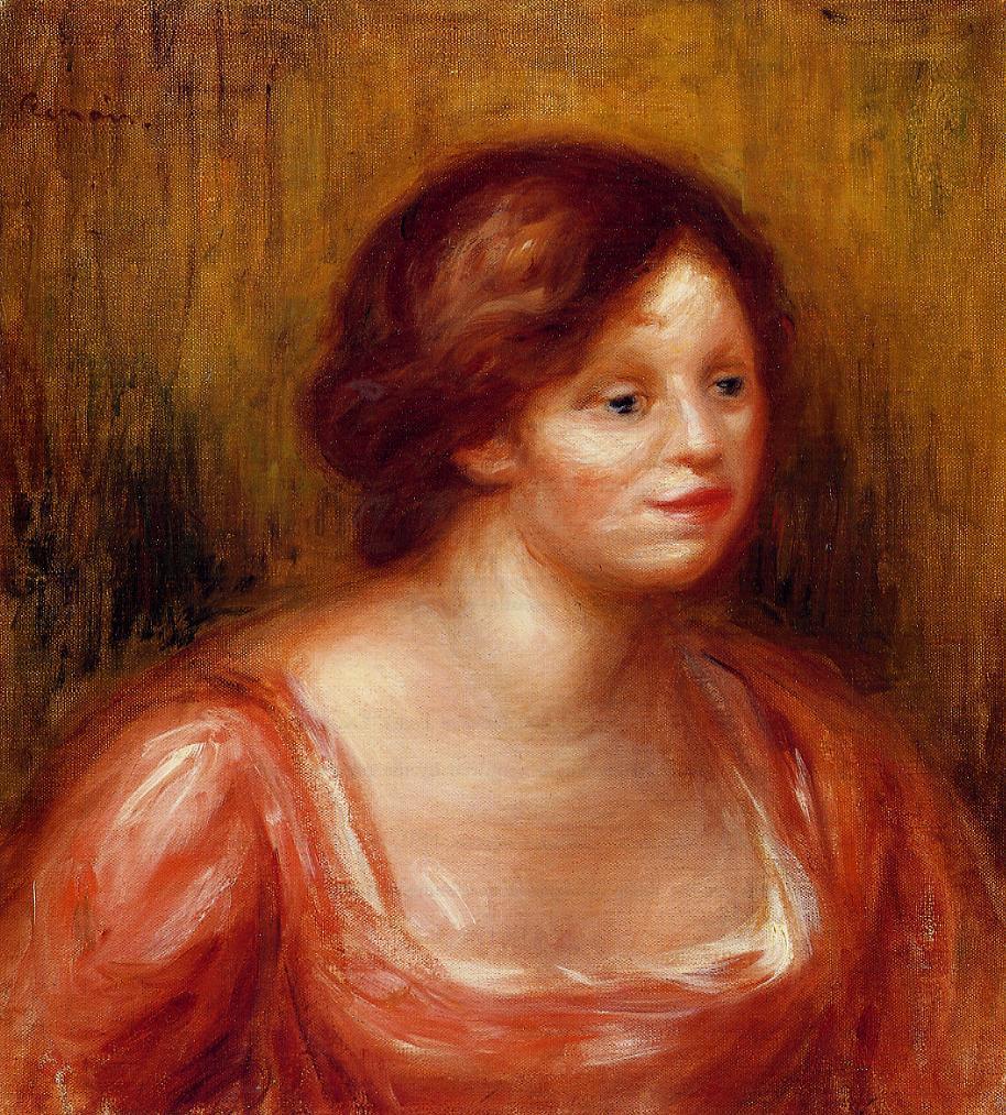 Bust of a Woman in a Red Blouse (1905) – Pierre-Auguste Renoir Tablo