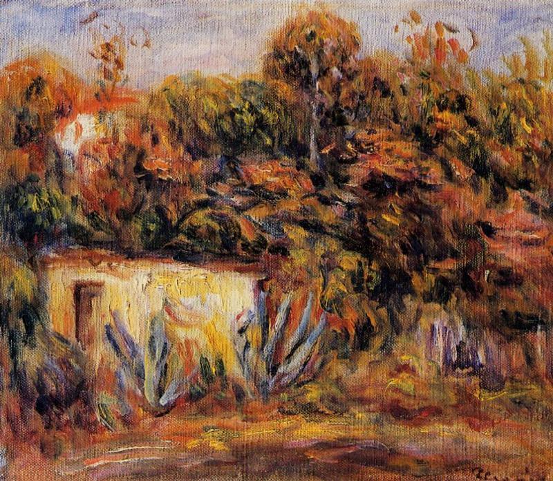 Cabin with Aloe Plants (1913) - Pierre-Auguste Renoir Tablo