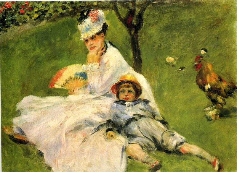 Camille Monet and Her Son Jean in the Garden at Argenteuil (1874) – Pierre-Auguste Renoir Tablo