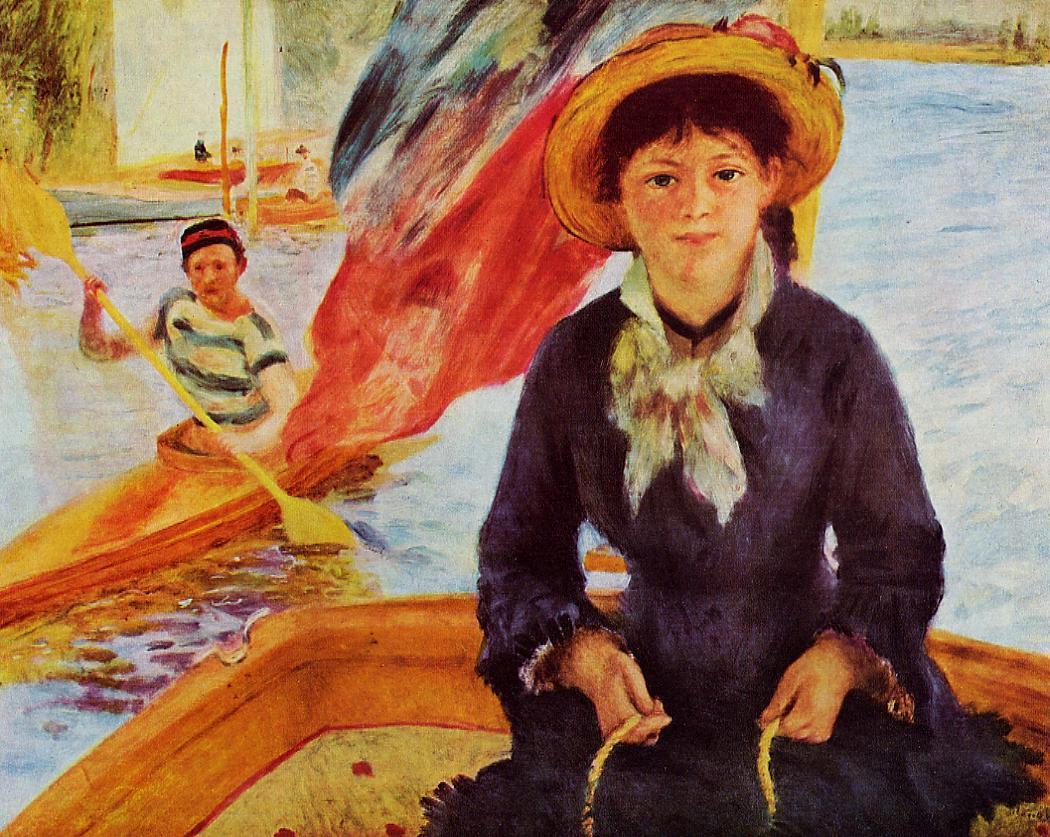 Canoeing (Young Girl in a Boat) (1877) - Pierre-Auguste Renoir Tablo