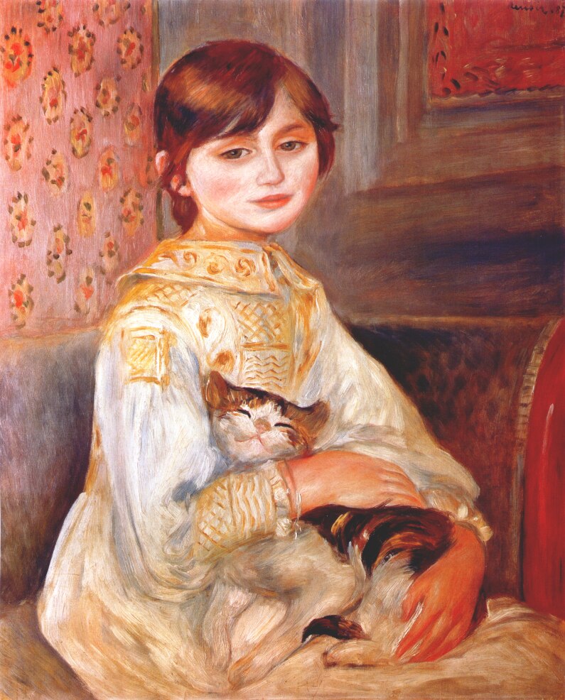 Child with Cat (Julie Manet) (1887) – Pierre-Auguste Renoir Tablo