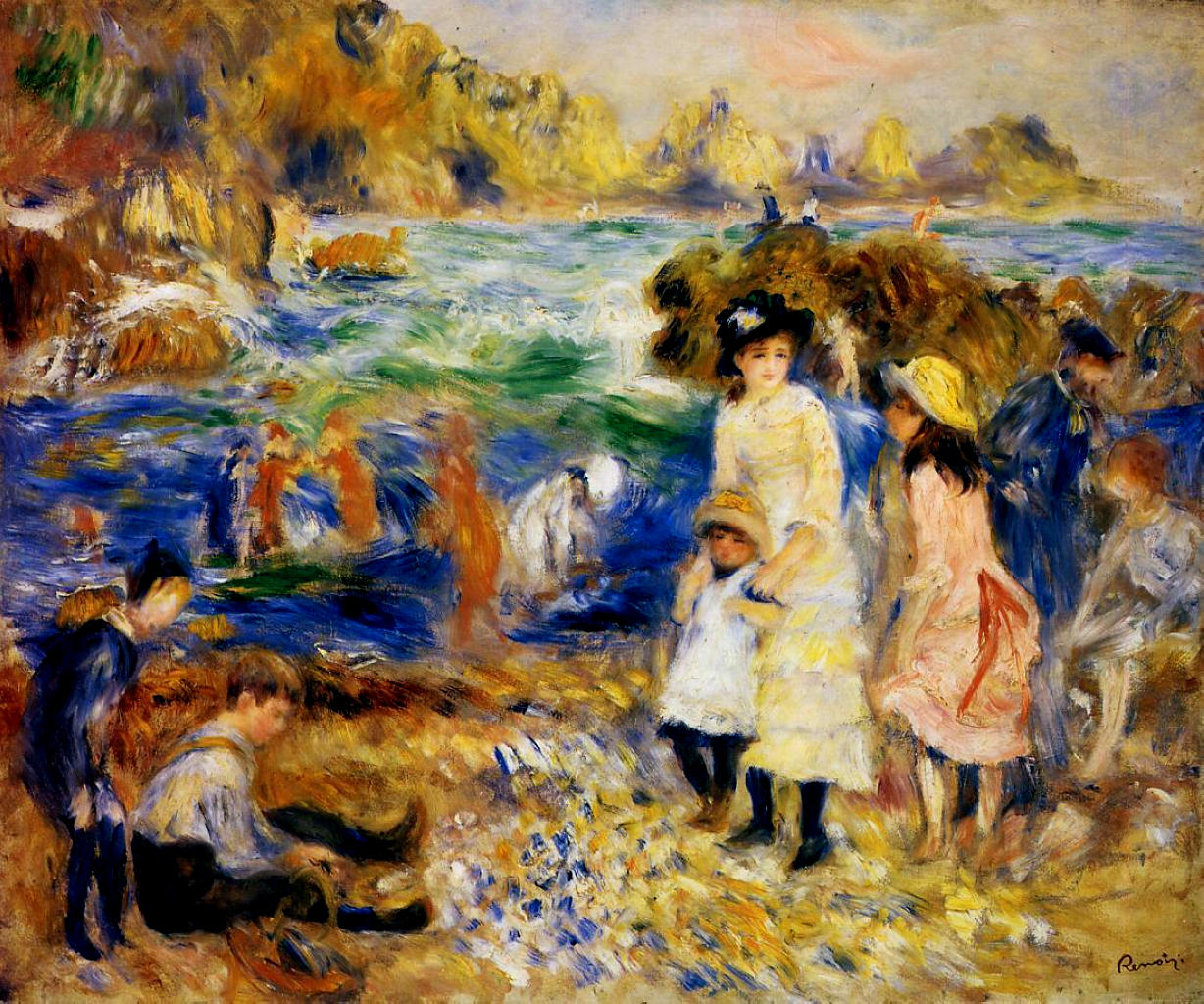 Children by the Sea in Guernsey (1883) - Pierre-Auguste Renoir Tablo