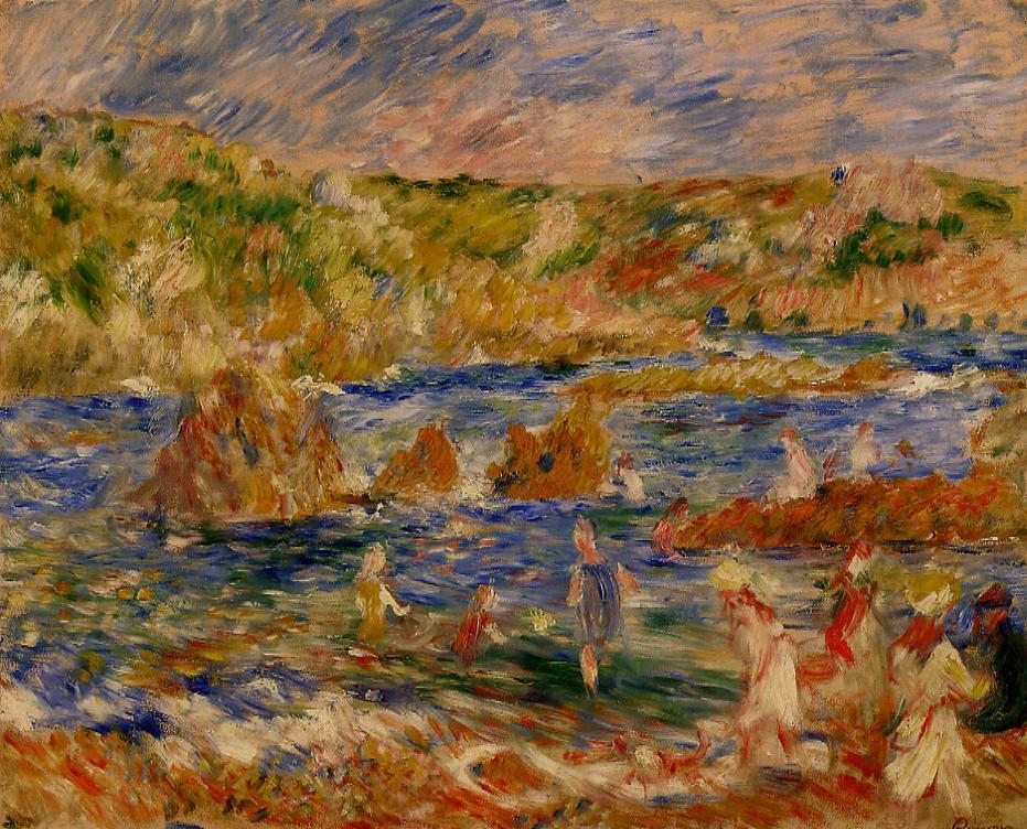 Children on the Beach at Guernsey (1883) - Pierre-Auguste Renoir Tablo