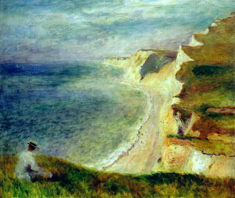 Cliffs on the Coast Near Pourville (1879) - Pierre-Auguste Renoir Tablo