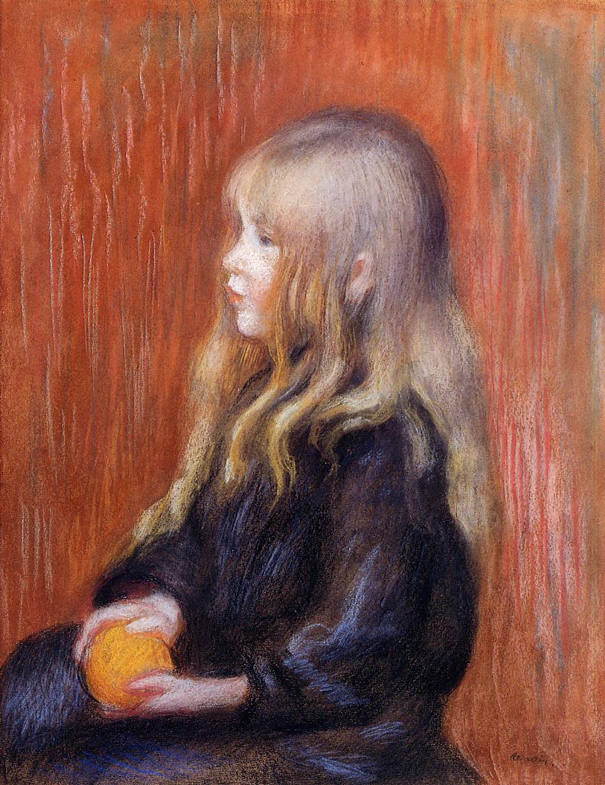 Coco Holding a Orange (1904) - Pierre-Auguste Renoir Tablo