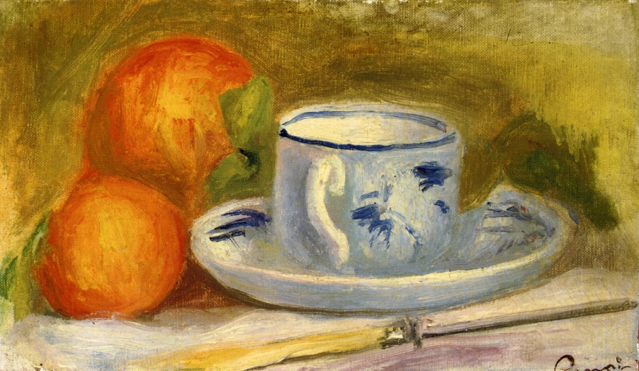 Cup and Oranges - Pierre-Auguste Renoir Tablo