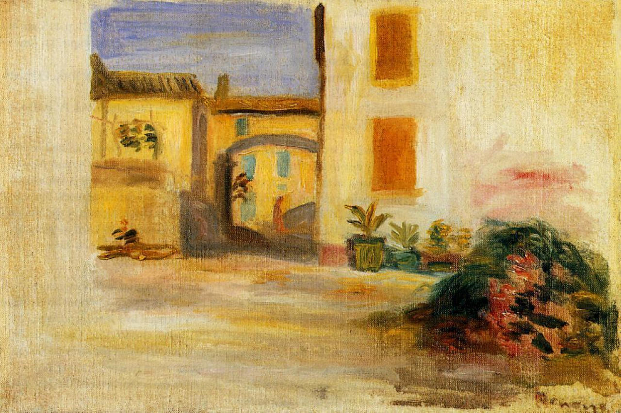 Farm Courtyard - Pierre-Auguste Renoir Tablo