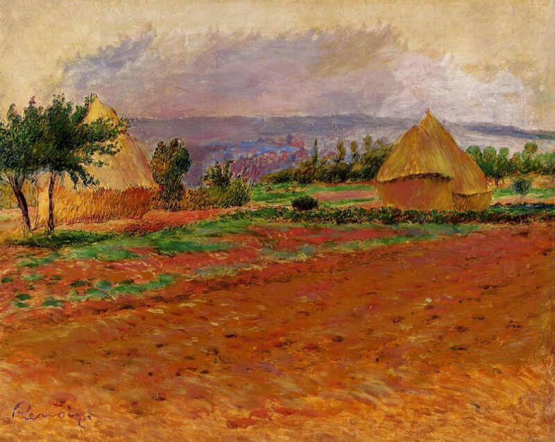 Field and Haystacks (1885) - Pierre-Auguste Renoir Tablo