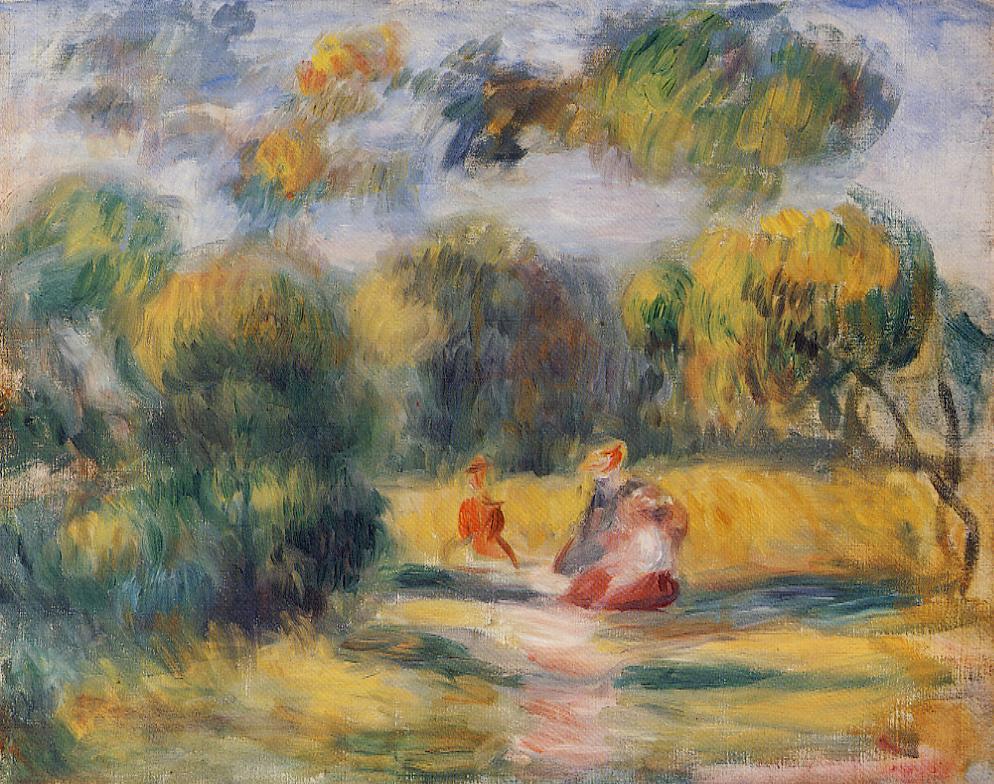 Figures in a Landscape (1900) - Pierre-Auguste Renoir Tablo