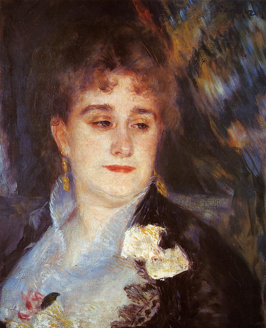 First Portrait of Madame Georges Charpeitier (1876) - Pierre-Auguste Renoir Tablo