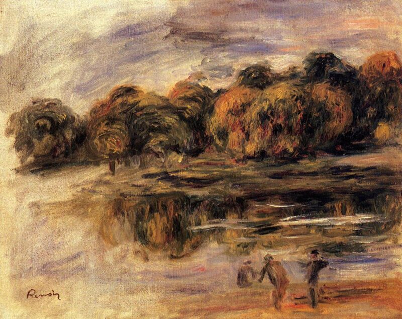 Fishermen by a Lake - Pierre-Auguste Renoir Tablo