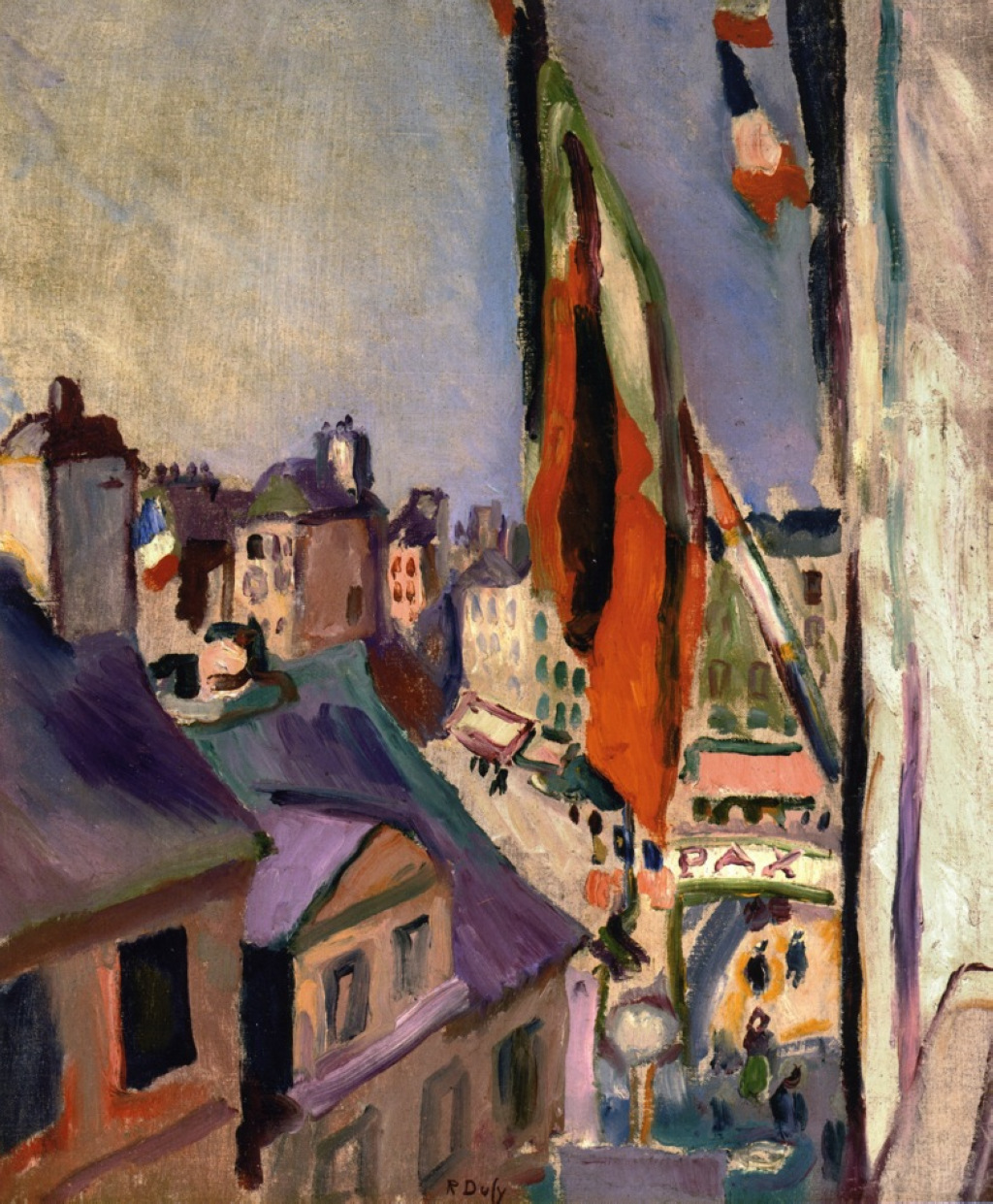 Flag Decorated Street (1906) - Pierre-Auguste Renoir Tablo