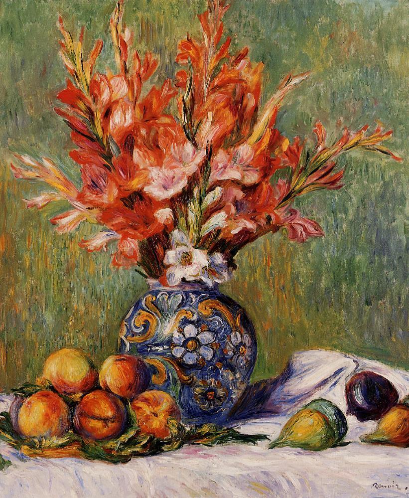 Flowers and Fruit (1889) - Pierre-Auguste Renoir Tablo