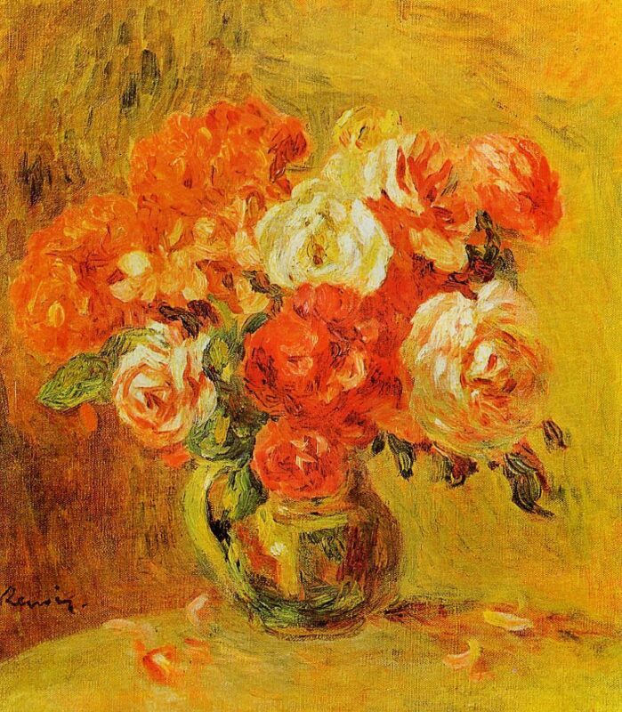Flowers in a Vase - Pierre-Auguste Renoir Tablo